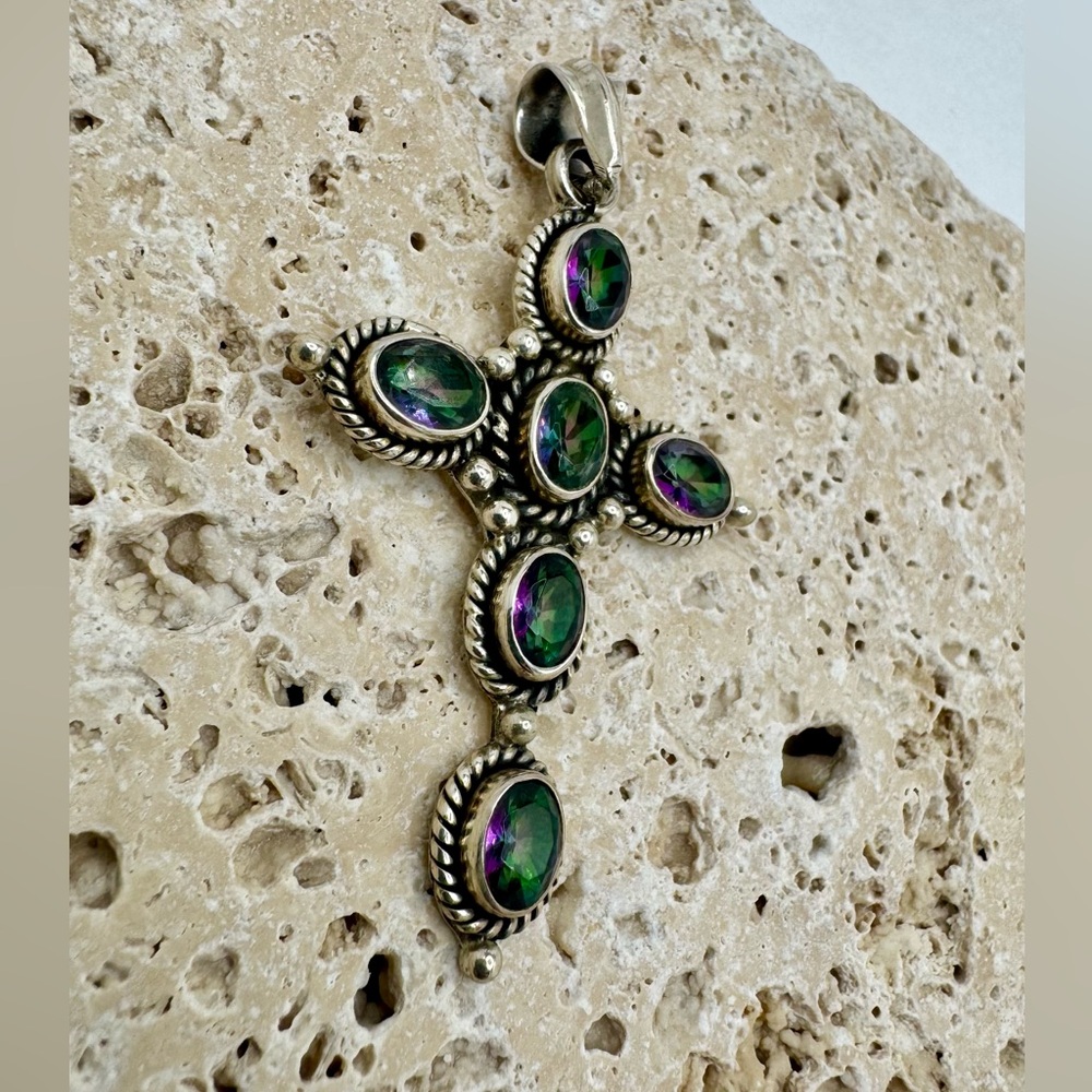 Mystic Topaz Cross Pendant - Picture 5 of 7